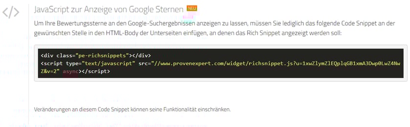HTML code für JavaScript
