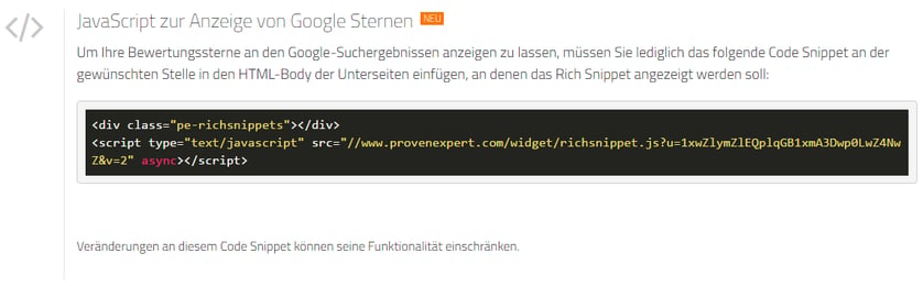 HTML code für JavaScript